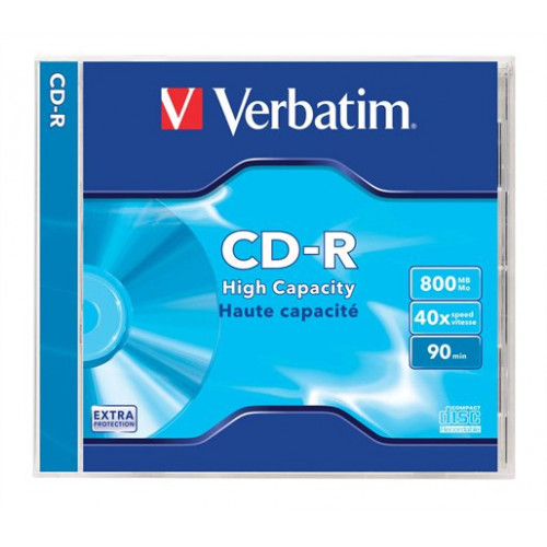 CD-R lemez 800MB 90min 40x normál tok Verbatim
