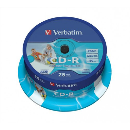 CD-R lemez nyomtatható matt ID 700MB 52x hengeren Verbatim