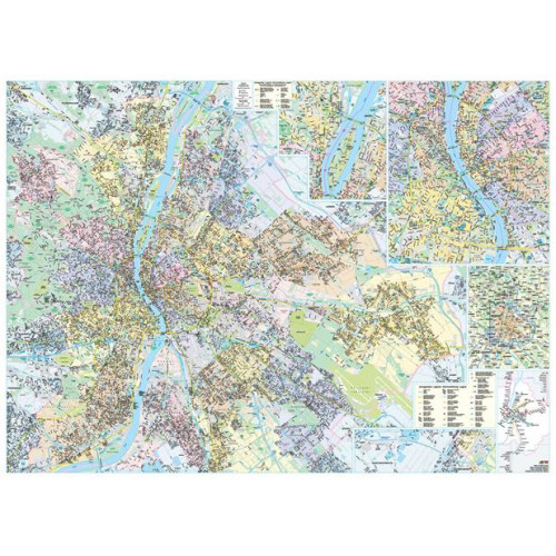 Falitérkép 100x140cm fémléces Budapest térképe és utcajegyzéke Stiefel