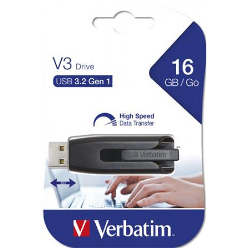 Pendrive 16GB USB 3.0 60/12MB/sec Verbatim V3 fekete-szürke