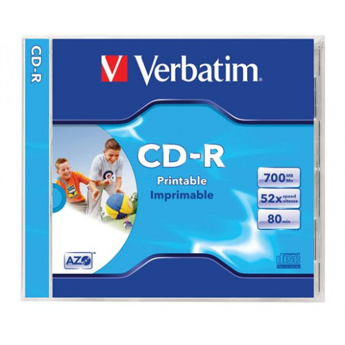 CD-R lemez nyomtatható matt ID 700MB 52x normál tok Verbatim