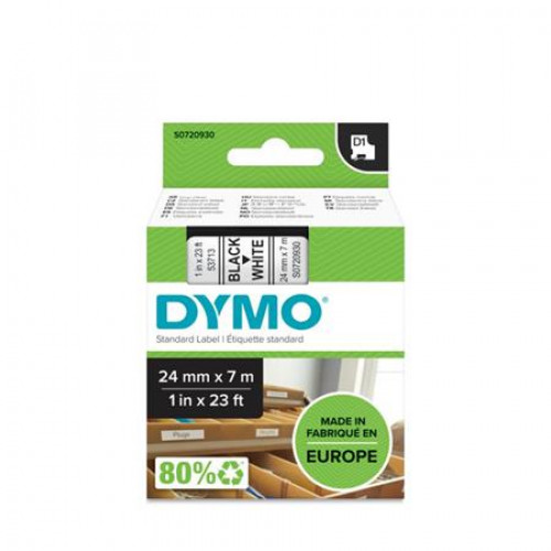 Dymo Feliratozógép szalag 24mmx7mD1 fehér-fekete