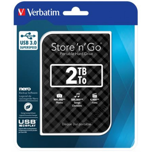 Verbatim 2,5 HDD (merevlemez) 2TB USB 3.0Store n Go fekete