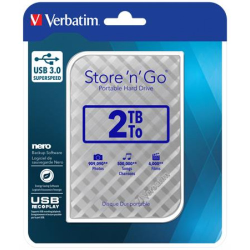 Verbatim 2,5 HDD (merevlemez) 2TB USB 3.0Store n Go ezüst