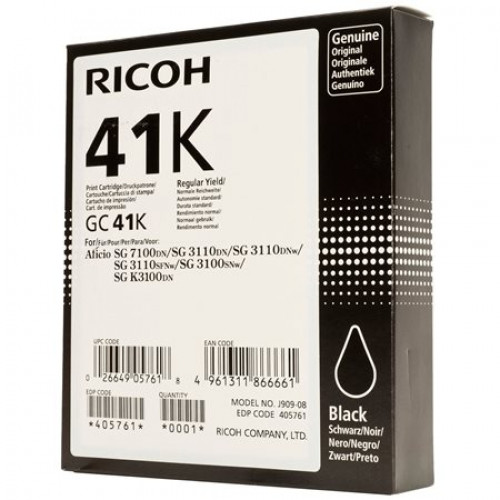 Ricoh 405761 Gélpatron SG 2100N SG 3100SNw nyomtatókhozType GC41K fekete 2,5K