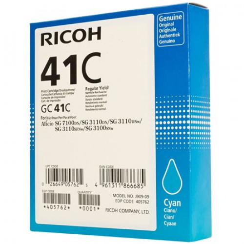 Ricoh 405762 Gélpatron SG 3100SNw SG 7100DN nyomtatókhozType GC41C kék 2,2K