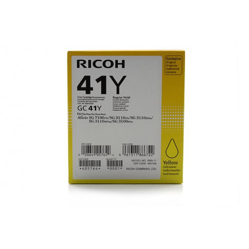 Ricoh 405764 Gélpatron SG 3100SNw SG 7100DN nyomtatókhozType GC41Y sárga 2,2K