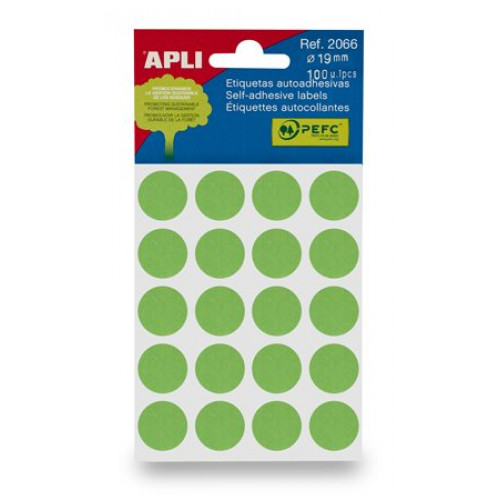 Etikett 19mm kör kézzel írható színes Apli zöld 100 etikett/csomag