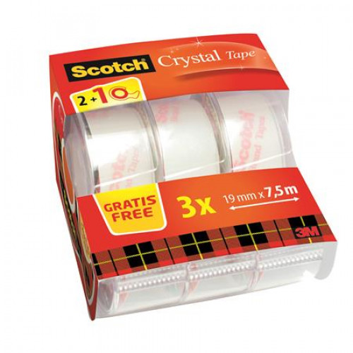 3M Scotch Ragasztószalag adagoló kézi 19mmx7,5mCrystal 2+1