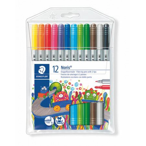 Staedtler Filctoll készlet 1-3mm kétvégű kimoshatóNoris Club 12 különböző szín