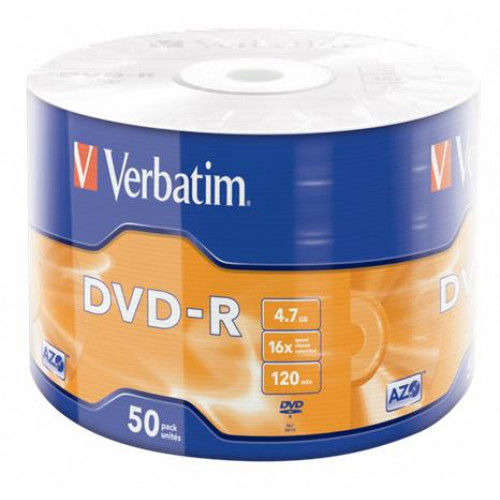 Verbatim DVD-R lemez 4,7GB 16x zsugor csomaglás 