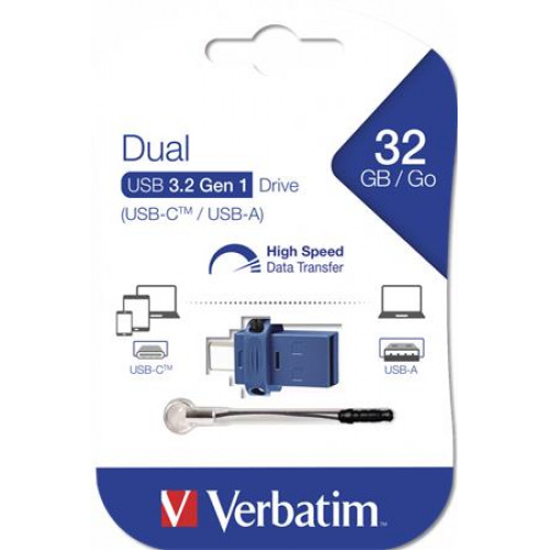 Verbatim Pendrive 32GB USB 3.0+USB-C adapterDUAL