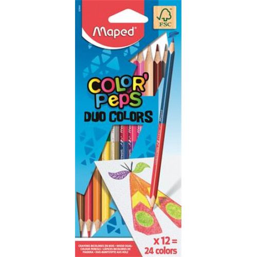 Maped Színes ceruza készlet kétvégű háromszögletűColorPeps Duo 12=24 különböző szín