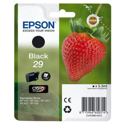 Epson C13T29814010 Tintapatron XP235/332 nyomtatókhozfekete 5,3ml