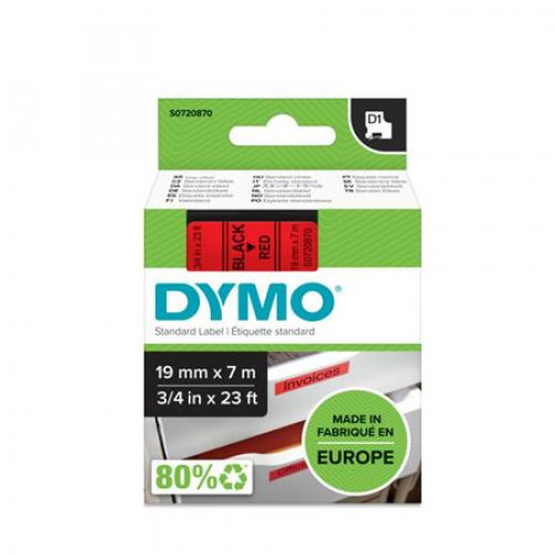 Dymo Feliratozógép szalag 19mmx7mD1 piros-fekete