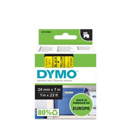 Dymo Feliratozógép szalag 24mmx 7mD1 sárga-fekete