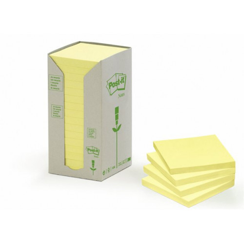 3M Postit Öntapadó jegyzettömb 76x76mm 16x100lap környezetbarátsárga