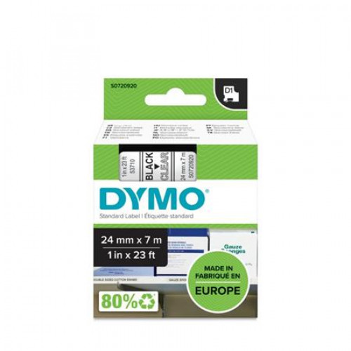 Dymo Feliratozógép szalag 24mmx 7mD1 víztiszta-fekete