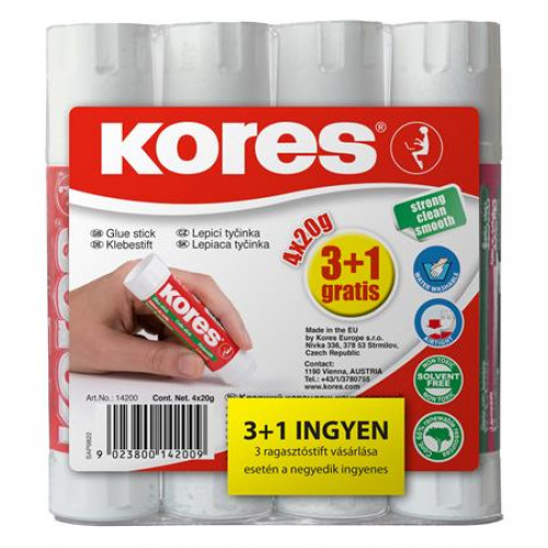 Kores Ragasztóstift 20g 3+1 akciós kiszerelés 