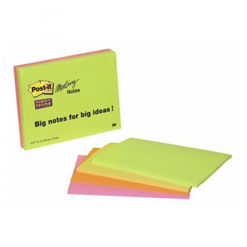 3M Postit Öntapadó jegyzettömb 203x152mm 4x45lapSuper Sticky vegyes színek