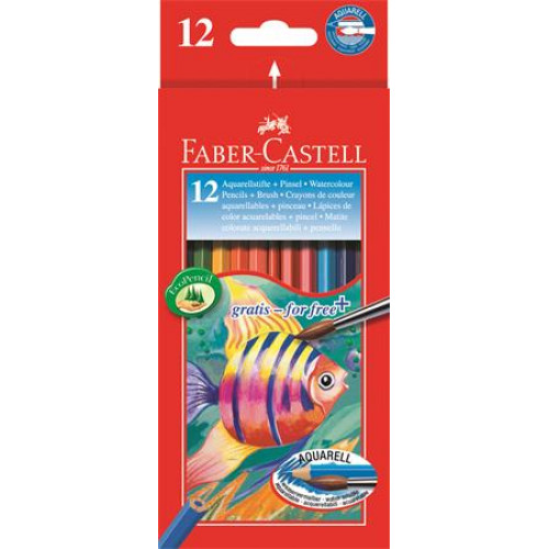 Faber-Castell Akvarell színes ceruza klt hatszögletű ecsettel12 különböző szín