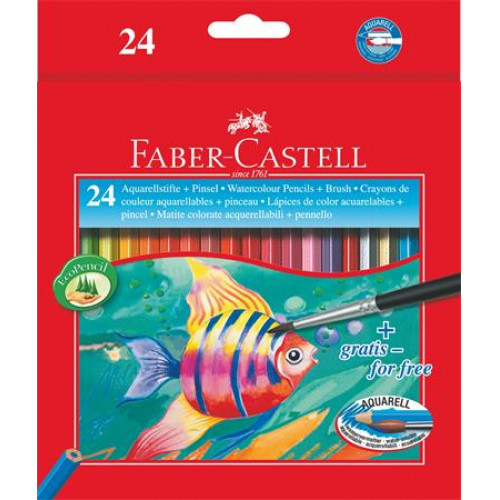 Faber-Castell Akvarell színes ceruza klt hatszögletű ecsettel24 különböző szín