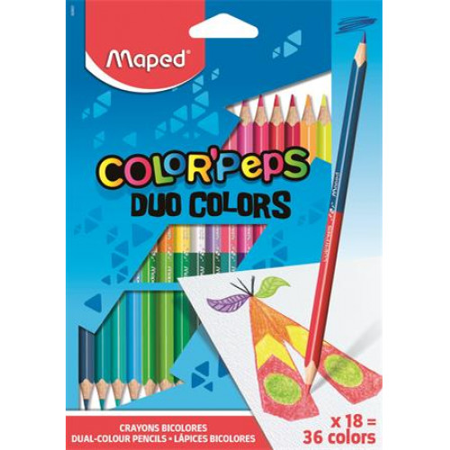 Maped Színes ceruza klt háromszögletű kétvégűColor Peps Duo 18db/klt. 36 különböző szín