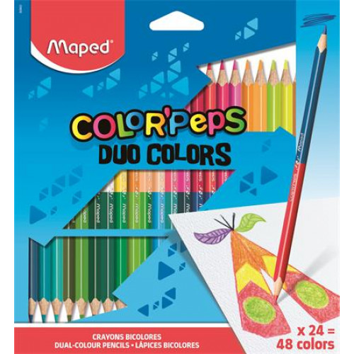 Maped Színes ceruza készlet háromszögletű kétvégűColor Peps Duo 48 különböző szín