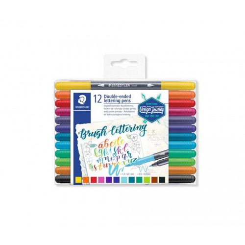 Staedtler Ecsetirón készlet 0,5-0,8/1,0-6,0mm kétvégűBrush letter Duo 12 szín