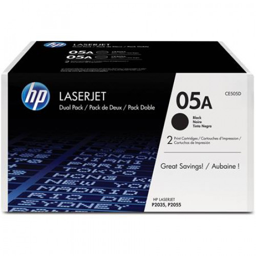 HP CE505D Lézertoner LaserJet P2035 P2055 nyomtatókhozfekete 2*2,3k