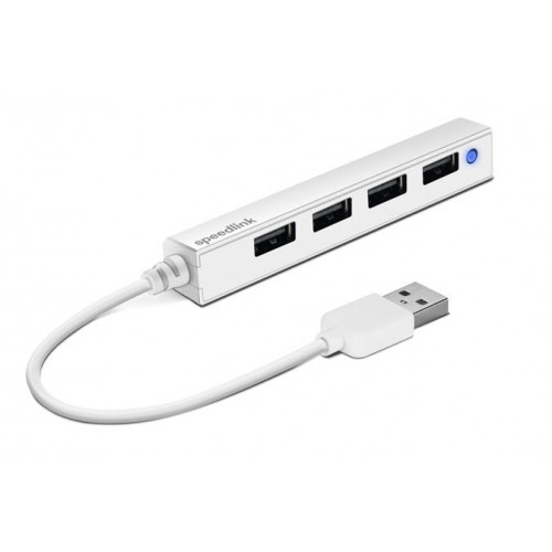 USB elosztó-HUB 4 port USB 2.0 Speedlink Snappy Slim fehér