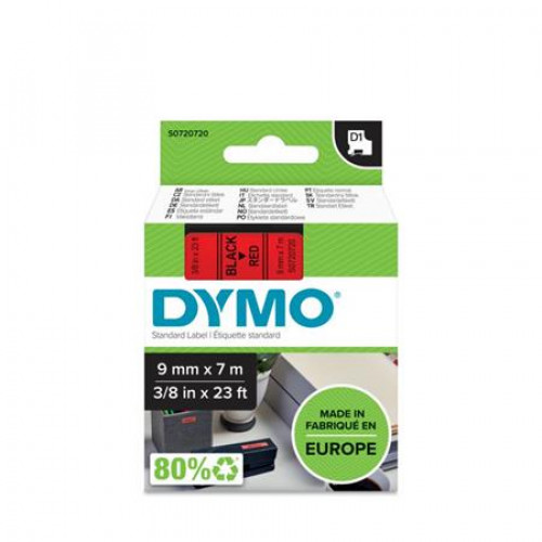 Dymo Feliratozógép szalag 9mmx7mD1 piros-fekete