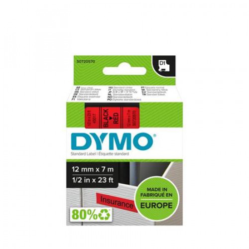 Dymo Feliratozógép szalag 12mmx7mD1 piros-fekete