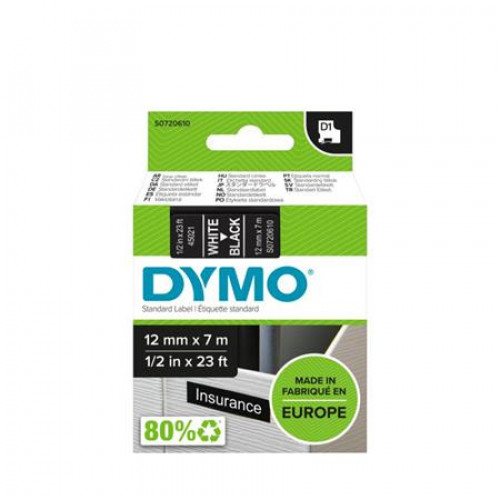 Dymo Feliratozógép szalag 12mmx7mD1 fekete-fehér