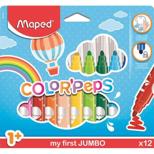 Maped Filctoll készlet 1-5mm kimosható vastagColor Peps Jumbo 12 különböző szín