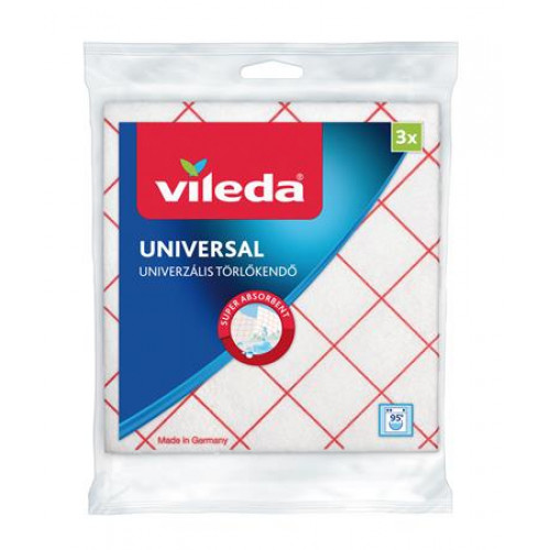 Törlőkendő univerzális 34x36cm 3db Vileda Universal fehér-piros