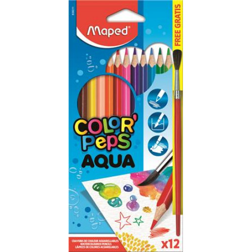 Maped Akvarell ceruza készlet háromszögletű ecsettelColorpeps 12 különböző szín