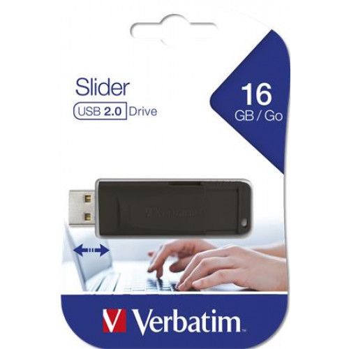 Pendrive 16GB USB 2.0 Verbatim Slider fekete