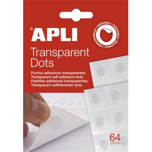 Ragasztókorong eltávolítható APLI Transparent Dots átlátszó