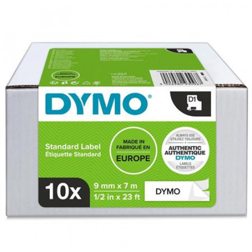 Dymo Feliratozógép szalag készlet 9mmx7mD1 fehér-fekete