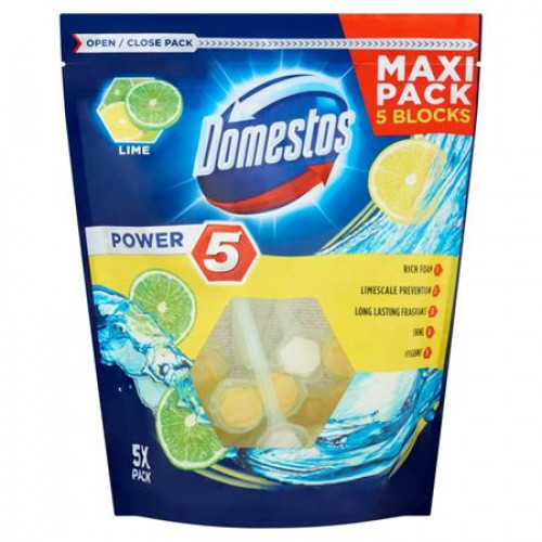 Domestos WC fertőtlenítő 5db-osPower 5 lime 5x55g