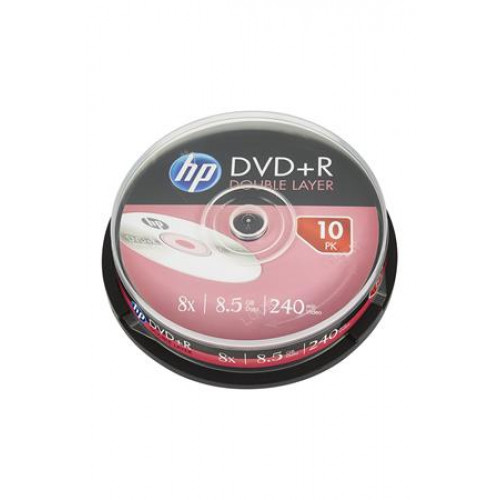 DVD+R lemez kétrétegű 8,5GB 8x 10db hengeren Hp