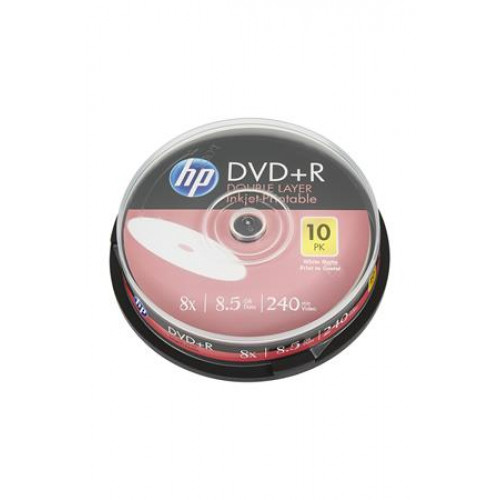 DVD+R lemez nyomtatható kétrétegű 8,5GB 8x 10db hengeren Hp
