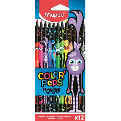 Maped Színes ceruza készlet háromszögletűColor Peps Monster 12 különböző szín