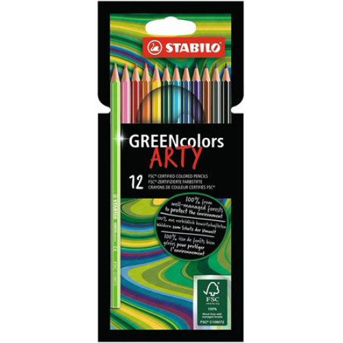 Stabilo Színes ceruza készlet hatszögletűGreenColors ARTY 12 különböző szín