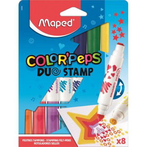 Maped Filctoll készlet 7,5mm kétvégűColor Peps Duo Stamp 8 különböző szín és minta