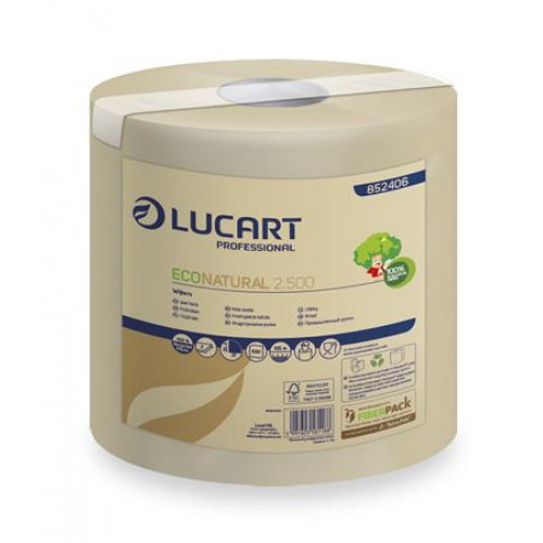 Lucart Háztartási papírtörlő 2 rétegű 500 lap belső adagolásúEco Natural 500 havanna barna (852406)
