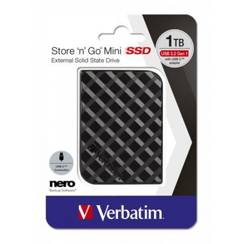 SSD (külső memória) 1TB USB 3.2 Verbatim Store n Go Mini fekete