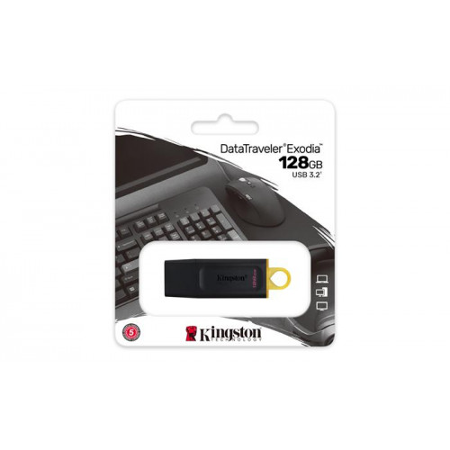 Kingston Pendrive 128GB USB 3.2DataTraveler Exodia fekete-sárga