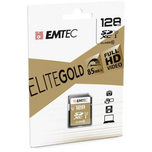 Memóriakártya SDXC 128GB UHS-I/U1 85/20 MB/s Emtec Elite Gold